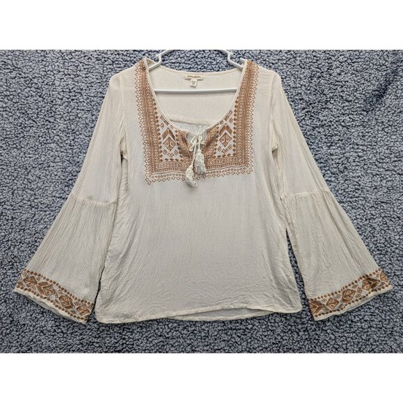 Billabong Boho Blouse Size S Fairy Cottagecore Peasant Western Bell Sleeve Cream - Picture 1 of 13